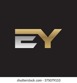 EY company linked letter logo golden silver black background