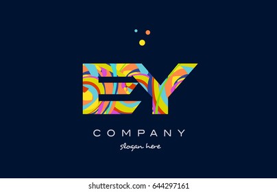 ey e y alphabet letter logo colors colorful rainbow acrylic font creative text dots company vector icon design template