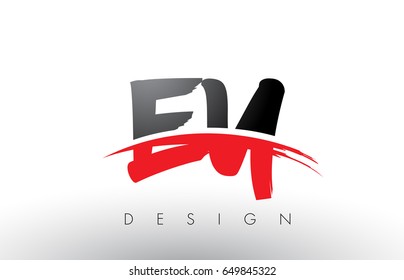 EY E Y Brush Logo Letters Design with Red and Black Colors and Brush Letter Concept.