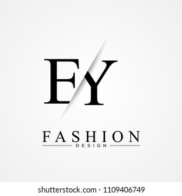 EY E Y cutting and linked letter logo icon with paper cut in the middle. Creative monogram logo design. Fashion icon design template.