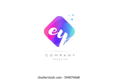 ey e y  pink blue rhombus abstract 3d alphabet company letter text logo hand writting written design vector icon template 