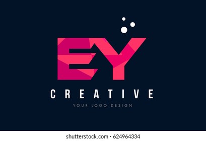 EY E Y Purple Letter Logo Design with Low Poly Pink Triangles Concept