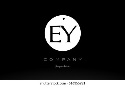 EY E Y simple black white circle background alphabet company logo design vector icon template