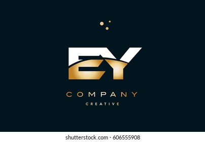 ey e y  white yellow gold golden metal metallic luxury alphabet company letter logo design vector icon template