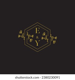 EY elegant wedding initial logo in high quality professional design that will print well across any print media