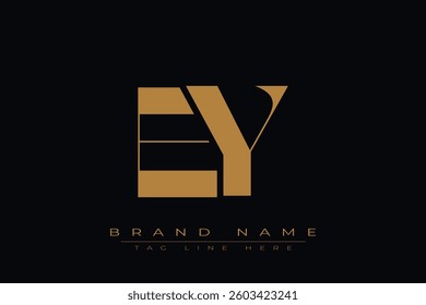 EY initial letter logo design. Letter E and Y luxury alphabet letter logo icon template