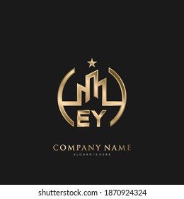 EY Initial Letter Real Estate Luxury house Logo Vector art for Business, Building, Architecture