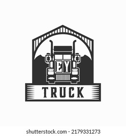 EY Initial Letter Truck Logo Design Simple Stock Vector