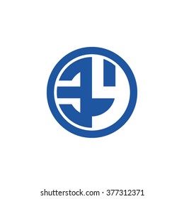 EY initial letters circle business logo blue