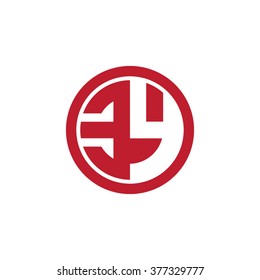 EY initial letters circle business logo red