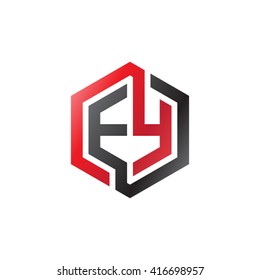 EY initial letters loop linked hexagon logo black red