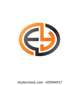 EY initial letters looping linked ellipse logo orange black