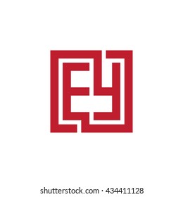 EY initial letters looping linked square logo red