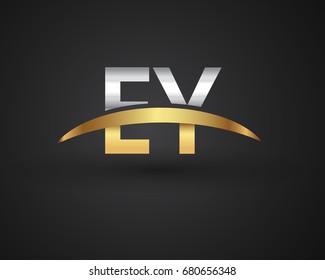 EY initial logo company name colored gold and silver swoosh design. vector logo for business and company identity.
