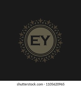 EY initial logo. Luxury ornament crown logo.