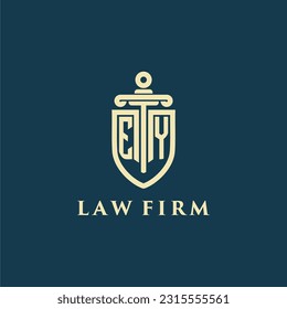 EY initial monogram for law firm with sword and shield logo image