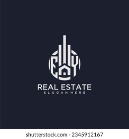 EY initial monogram logo for real estate with creative circle design vector