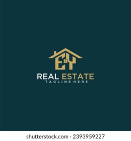 EY initial monogram logo for real estate with home shape creative design