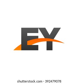 EY initial overlapping swoosh letter logo black orange