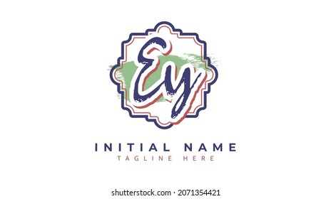 Ey Initials, handwriting logo vector