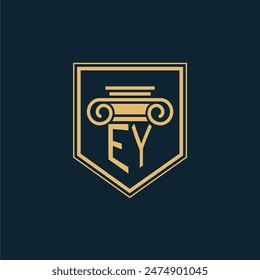 Logo de EY Initials Law Firm Logo de abogado con elemento de derecho creativo