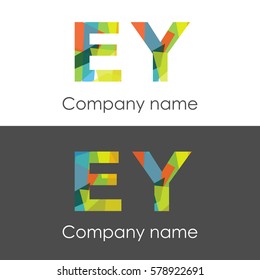 EY letter abstract mosaic shape icon colorful
