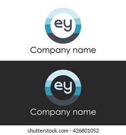 EY letter a circle shape icon logo white blue