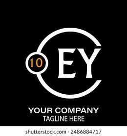 EY Letter Logo Design. Black Background.