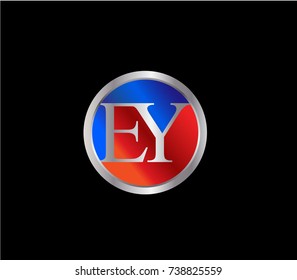 EY Letter logo Design in a circle. Blue and silver colored


