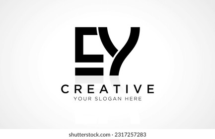 EY Letter Logo Design Vector Template. Alphabet Initial Letter EY Logo Design With Glossy Reflection Business Illustration.