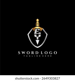 EY carta monograma de luxo para escudo e espada estilo imagem