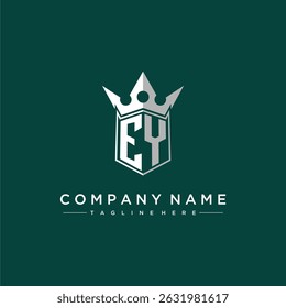 EY letter monogram initial logo for shield and crown design
