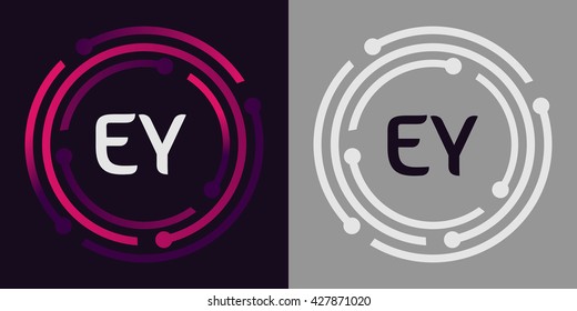EY letters business logo icon design template elements in abstract background logo, design identity in circle, alphabet letter