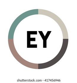 EY letters, four colors in abstract background logo, design identity in circle, alphabet letter