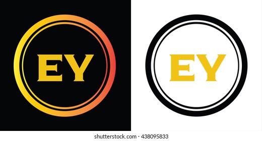 EY letters icon design template elements in abstract background logo, design identity in circle, alphabet letter