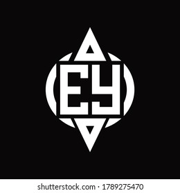EY Logo with circle rounded combine triangle top and bottom side design template