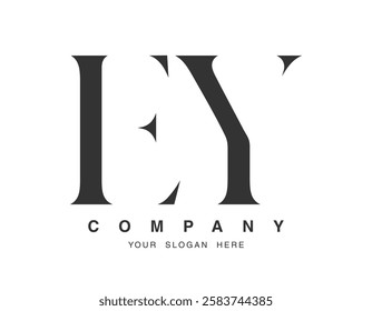 EY logo design. Initial letter e and y serif font style. Creative classic company name typography. Trendy logotype or identity. Vector illustration.