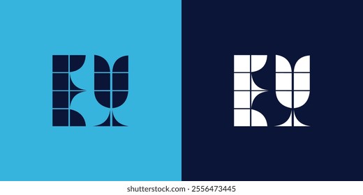 EY logo design with tile shape. Minimalist and modern vector illustration design suitable for business or brand