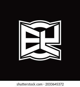 Monograma de logotipo EY con plantilla de diseño de forma abstracta sobre fondo negro