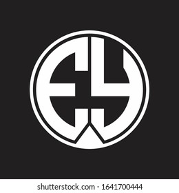 EY Logo monogram circle with piece ribbon style on black background