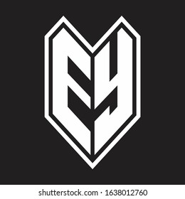 EY Logo monogram with emblem line style isolated on black background