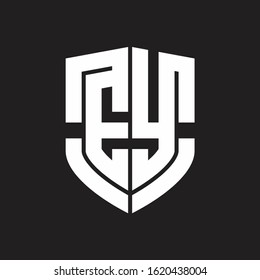 EY Logo monogram with emblem shield shape design isolated on black background
