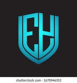 EY Logo monogram with emblem shield design isolated with blue colors on black background