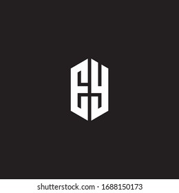 EY Logo monogram with hexagon shape style design template isolated on black background
