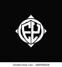 EY Logo monogram isolated circle rounded with compass shape on black background