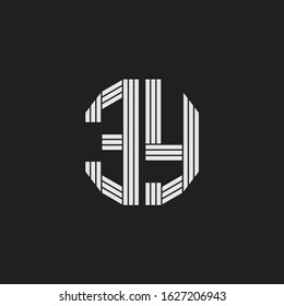 EY Logo monogram with outline style linked isolated on black background