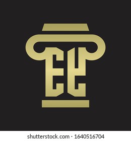 EY Logo monogram with pillar style design template with gold colors