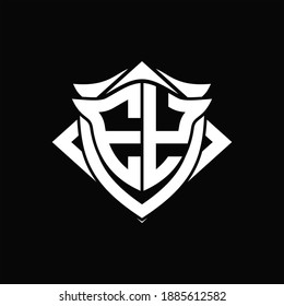 EY Logo monogram with shield and horn shape design template ON black background