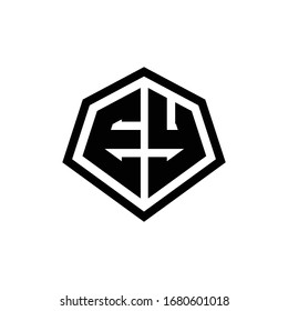 EY monogram logo with hexagon shape and line rounded style design template isolated on white background