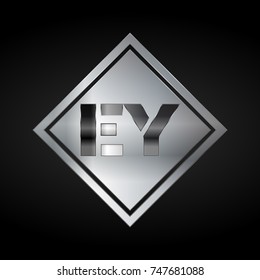 EY Monogram, Silver Logo, Metal Logo, Luxury, Elegant, Abstract, square